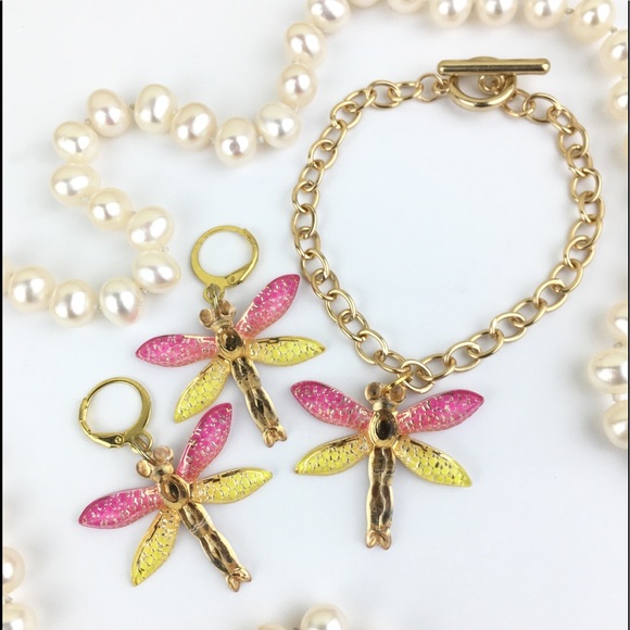 ShilohLuxCharms Jewelry - ✨ DRAGONFLY GOLD CHARM BRACELET EARRING SET✨